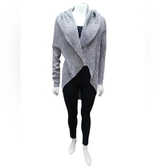 Vince Knit Hooded Open Gray L/S Cardi Size Large - Picture 2 of 7